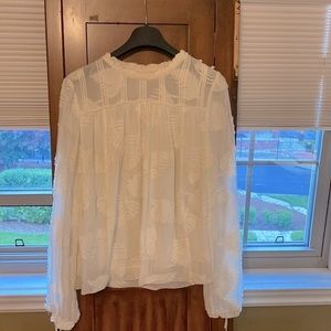 Smocked semi sheer lined blouse